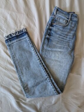 Anthropologie Pilcro Light Wash High-Rise Ankle Skinny Freyed Hem Jeans Size 27